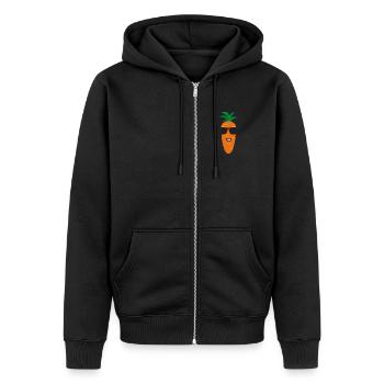 Karotte mit Sonnenbrille - Unisex Premium Bio Zip Hoodie - Schwarz - Vorne - Nico (187cm) & Julia (174cm)