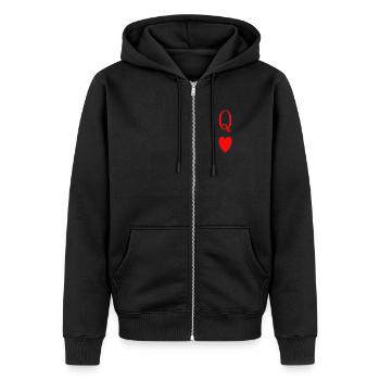 Queen of Hearts - Unisex Premium Bio Zip Hoodie - Schwarz - Vorne - Nico (187cm) & Julia (174cm)