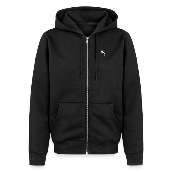 Zen Dragonfly - Minimalist Kachimushi Spirit - Veste à capuche bio Premium Unisexe - noir - Devant - Nico (187cm) & Julia (174cm)
