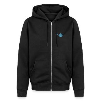 Arrosoir brodé - Veste à capuche bio Premium Unisexe - noir - Devant - Nico (187cm) & Julia (174cm)