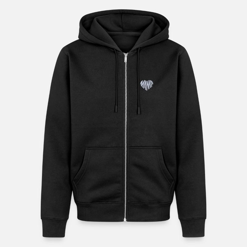 Corazón de mamá bordado blanco - Chaqueta con capucha prémium ecológica unisex - negro