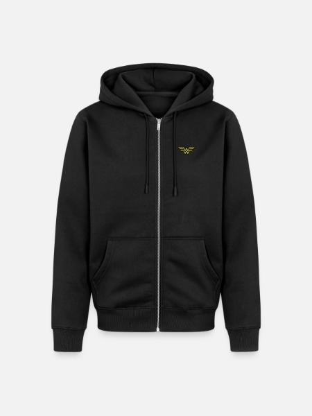 DC Comics Wonder Woman Small Logo Embroidery - Unisex Premium Organic Zip Hoodie - black