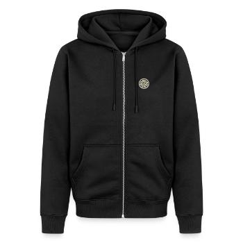Avatar Air Nomads Symbol Embroidery Beige - Unisex Premium Organic Zip Hoodie - black - Front - Nico (187cm) & Julia (174cm)