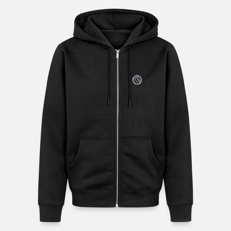 Ballon de volley-ball brodé blanc - Veste à capuche bio Premium Unisexe - noir