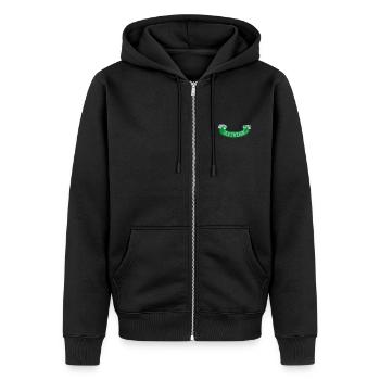 Harry Potter Bannière Serpentard Motif De Broderie - Veste à capuche bio Premium Unisexe - noir - Devant - Nico (187cm) & Julia (174cm)
