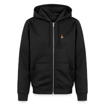 Ketchup und Senf bestickt - Unisex Premium Bio Zip Hoodie - Schwarz - Vorne - Nico (187cm) & Julia (174cm)