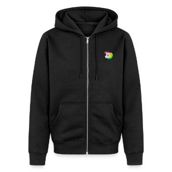 My Little Pony Retro Stickmotiv - Unisex Premium Bio Zip Hoodie - Schwarz - Vorne - Nico (187cm) & Julia (174cm)