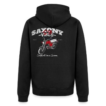 Saxony Vibes - Grimma Vibes - S50 - S51 - Simson - Unisex Premium Organic Zip Hoodie - black - Back - Nico (187cm)