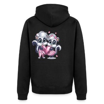 Couple de mouffettes mignon avec cœur pour la Saint-Valentin - Veste à capuche bio Premium Unisexe - noir - Dos - Nico (187cm)