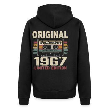 September 1967 Birthday, born in September 1967 - Unisex Premium Organic Zip Hoodie - black - Back - Nico (187cm)