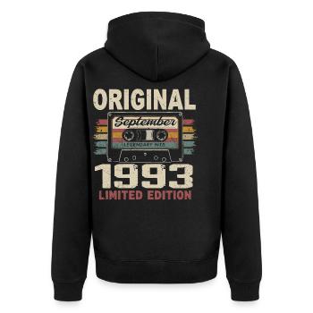 September 1993 Birthday, born in September 1993 - Unisex Premium Organic Zip Hoodie - black - Back - Nico (187cm)