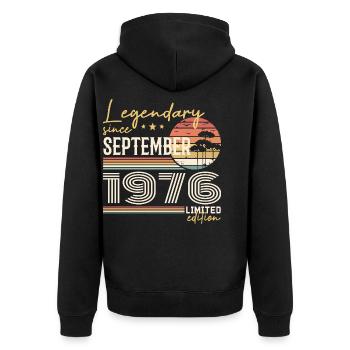 September 1976 Born in September 1976 September 1976 - Unisex Premium Organic Zip Hoodie - black - Back - Nico (187cm)
