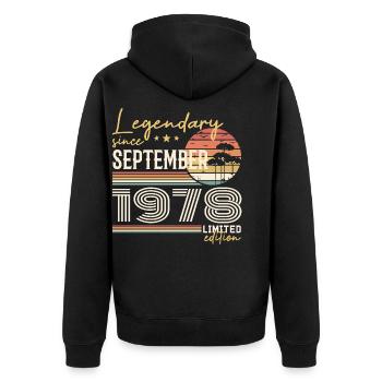 September 1978 Born in September 1978 September 1978 - Unisex Premium Organic Zip Hoodie - black - Back - Nico (187cm)