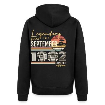 September 1982 Born in September 1982 September 1982 - Unisex Premium Organic Zip Hoodie - black - Back - Nico (187cm)