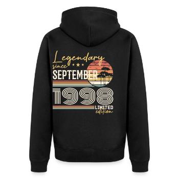 September 1998 Born in September 1998 September 1998 - Unisex Premium Organic Zip Hoodie - black - Back - Nico (187cm)