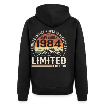 Birthday Gift September 1984, September 1984 - Unisex Premium Organic Zip Hoodie - black - Back - Nico (187cm)