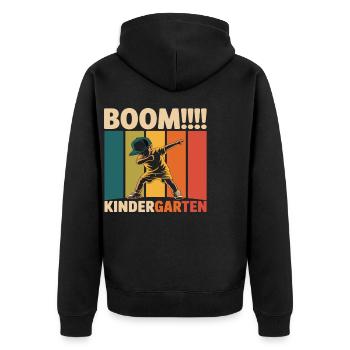 Funny Kindergarten Dab Design for Kids - Unisex Premium Organic Zip Hoodie - black - Back - Nico (187cm)