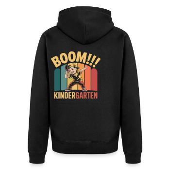 Funny Kindergarten Dab Design for Kids - Unisex Premium Organic Zip Hoodie - black - Back - Nico (187cm)