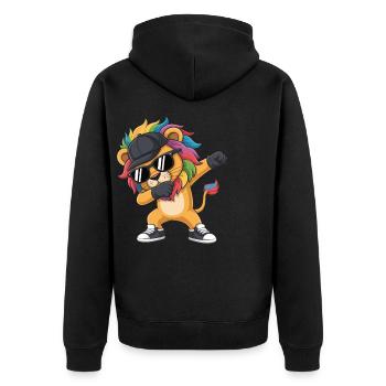 Dabbing Lion avec casquette – Kids Street Style - Veste à capuche bio Premium Unisexe - noir - Dos - Nico (187cm)