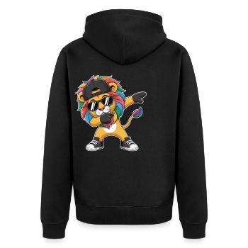 Dabbing Lion avec casquette – Kids Street Style - Veste à capuche bio Premium Unisexe - noir - Dos - Nico (187cm)