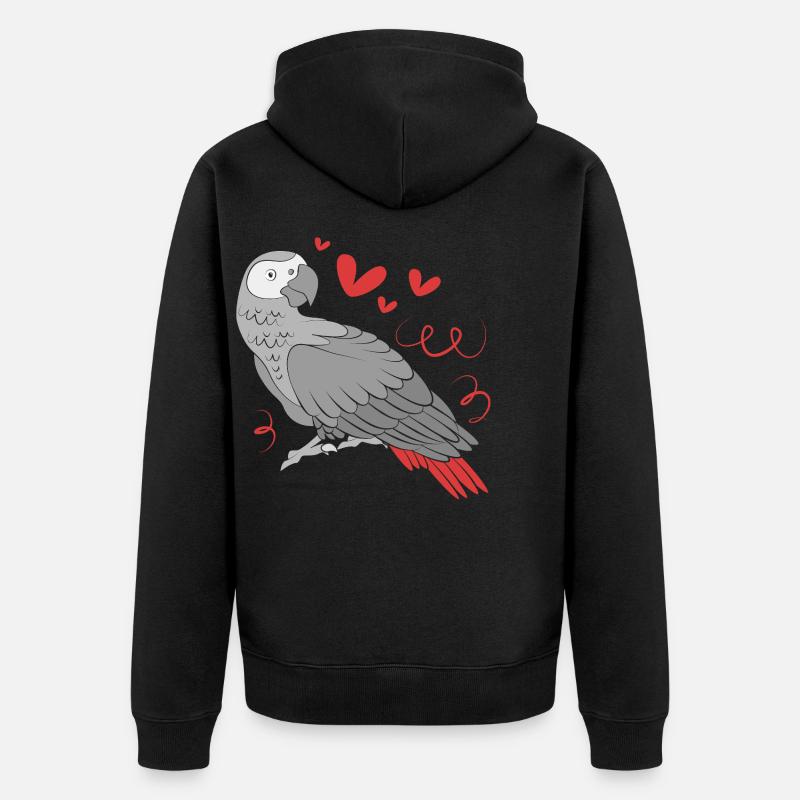 Papagei Grau - Unisex Premium Bio Zip Hoodie - Schwarz