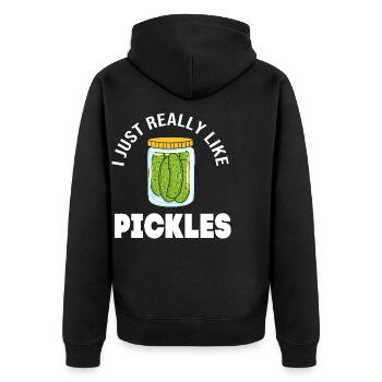 Essiggurke Gurke Gurken - Unisex Premium Bio Zip Hoodie - Schwarz - Hinten - Nico (187cm)