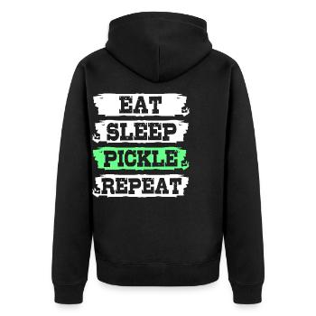 Essiggurke Gurke Gurken - Unisex Premium Bio Zip Hoodie - Schwarz - Hinten - Nico (187cm)