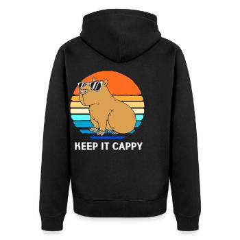 Capybara Capibara - Unisex Premium Bio Zip Hoodie - Schwarz - Hinten - Nico (187cm)