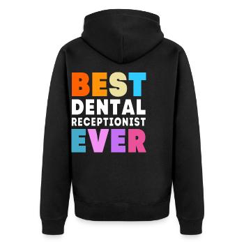 Réceptionniste Dentiste - Veste à capuche bio Premium Unisexe - noir - Dos - Nico (187cm)