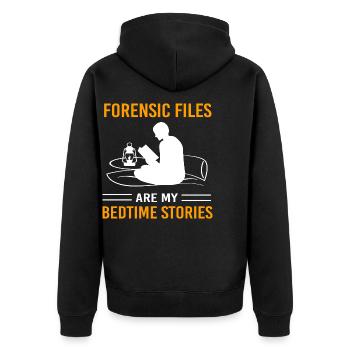 True Crime Krimi - Unisex Premium Organic Zip Hoodie - black - Back - Nico (187cm)