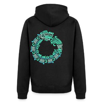 Inka Maya kalender aztec - Unisex Premium Bio Zip Hoodie - Schwarz - Hinten - Nico (187cm)