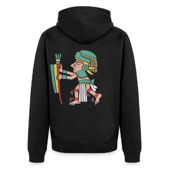 Maya kalender aztec Inka - Unisex Premium Bio Zip Hoodie - Schwarz - Hinten - Nico (187cm)