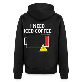 Kaffee Eiskaffee Koffein Espresso Barista Geschenk - Unisex Premium Bio Zip Hoodie - Schwarz - Hinten - Nico (187cm)