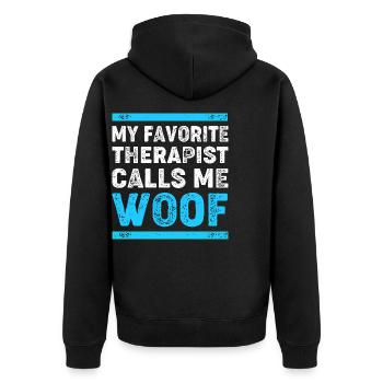 Therapiehund Therapeut Therapie Hund Hundetrainer - Unisex Premium Bio Zip Hoodie - Schwarz - Hinten - Nico (187cm)