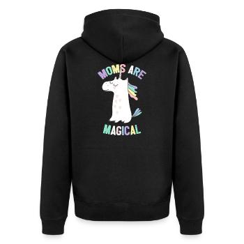 Moms Are Magical Unicorn - Mother 's Day - Unisex Premium Organic Zip Hoodie - black - Back - Nico (187cm)