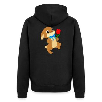 Rabbit - Unisex Premium Organic Zip Hoodie - black - Back - Nico (187cm)