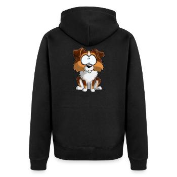 Ich bin Australian Shepherd Red Habs - Unisex Premium Bio Zip Hoodie - Schwarz - Hinten - Nico (187cm)