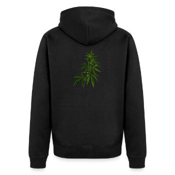 cannabis Marihuana Weed Pflanze - Unisex Premium Bio Zip Hoodie - Schwarz - Hinten - Nico (187cm)