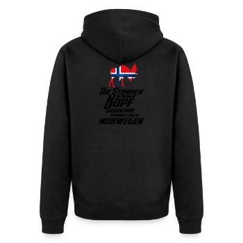 Stimme Norwegen 2 - Unisex Premium Bio Zip Hoodie - Schwarz - Hinten - Nico (187cm)