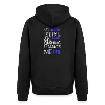 My wallet is like an... - Sprüche - Funny T-Shirts - Unisex Premium Bio Zip Hoodie - Schwarz - Hinten - Nico (187cm)