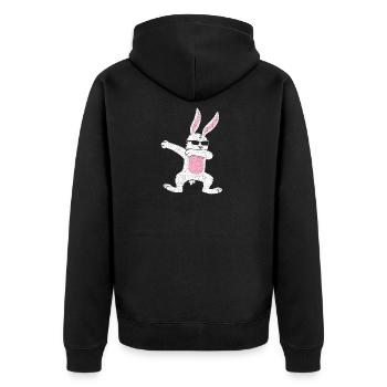 lapin tamponnant idée de cadeau de Pâques - Veste à capuche bio Premium Unisexe - noir - Dos - Nico (187cm)