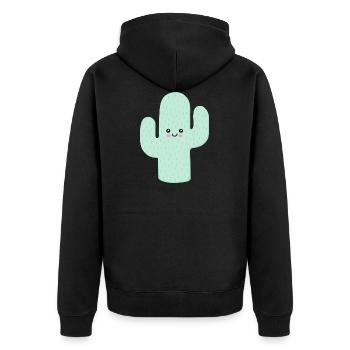 Süßer Kaktus - Unisex Premium Bio Zip Hoodie - Schwarz - Hinten - Nico (187cm)