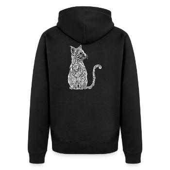 Chat Tribal blanc - Veste à capuche bio Premium Unisexe - noir - Dos - Nico (187cm)