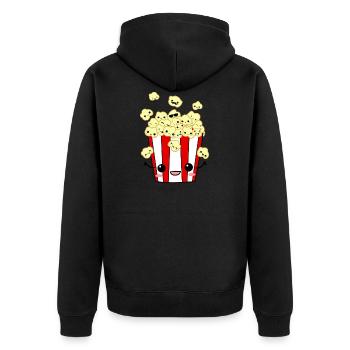 PopCorn - Unisex Premium Bio Zip Hoodie - Schwarz - Hinten - Nico (187cm)