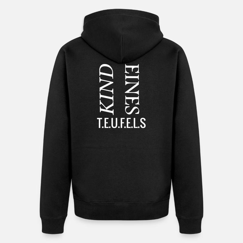Kind eines Teufels - Unisex Premium Bio Zip Hoodie - Schwarz