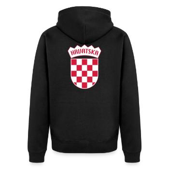 Hrvatska - Unisex Premium Bio Zip Hoodie - Schwarz - Hinten - Nico (187cm)