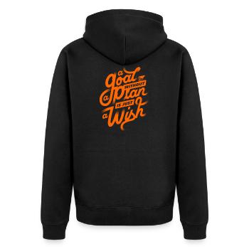 Ein Ziel ohne Plan ist nur ein Wunsch ✅ - Unisex Premium Bio Zip Hoodie - Schwarz - Hinten - Nico (187cm)