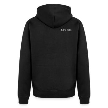 100% Keto - Unisex Premium Bio Zip Hoodie - Schwarz - Hinten - Nico (187cm)