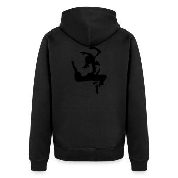 SPORT - Unisex Premium Bio Zip Hoodie - Schwarz - Hinten - Nico (187cm)