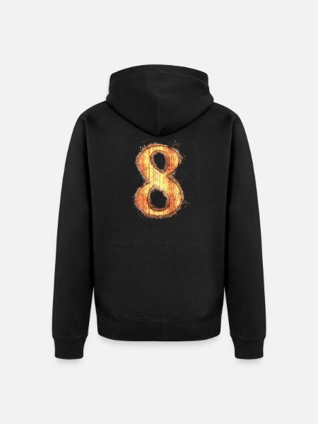 Nummer 8 hell glühend - Unisex Premium Bio Zip Hoodie - Schwarz